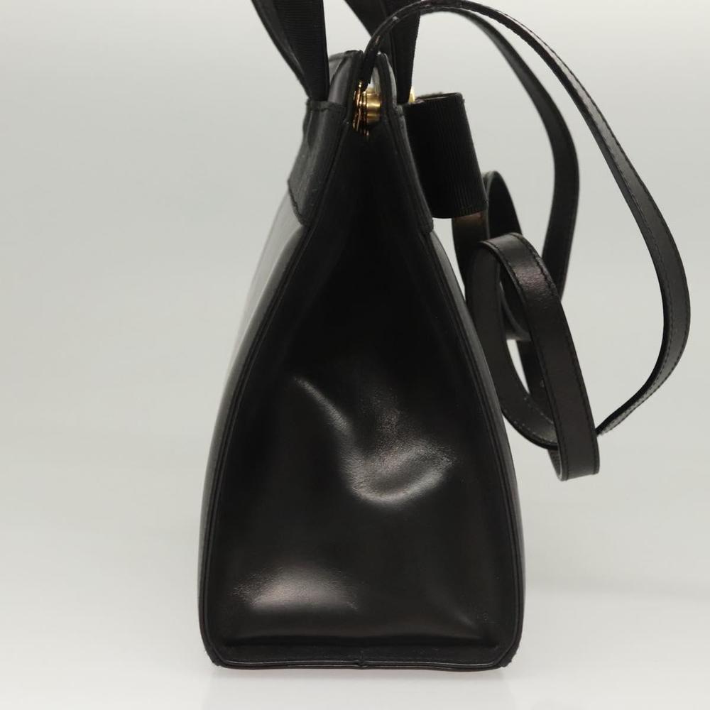 Salvatore Ferragamo Vala Hand Bag Leather 2way Black Gold Auth gh079 - Picture 4 of 16